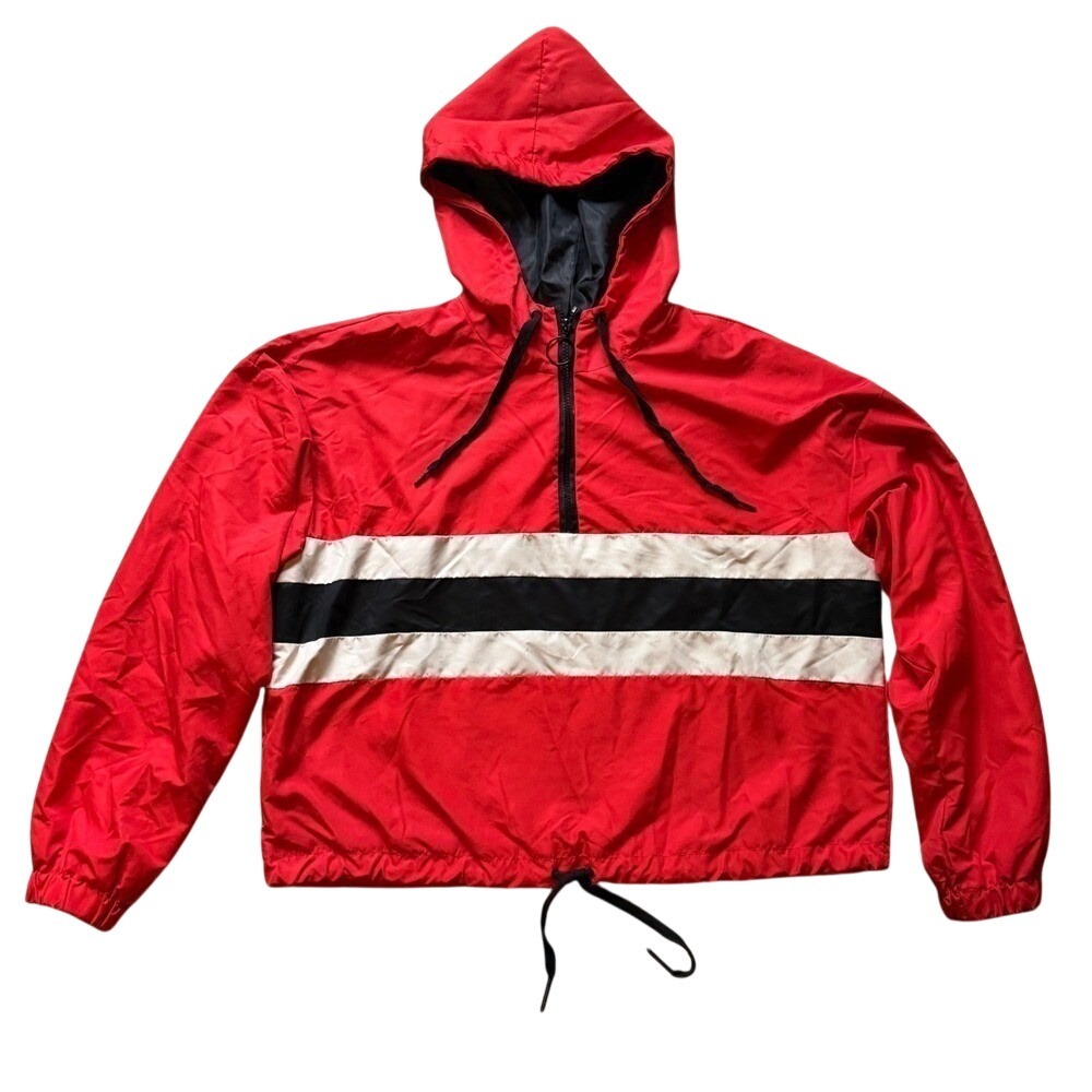 Cali 1850 Los Angeles Red White Black Stripe Anorak Hoodie Jacket XL‎